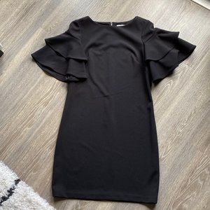 Calvin Klein Ruffle Sleeve Black Dress 4